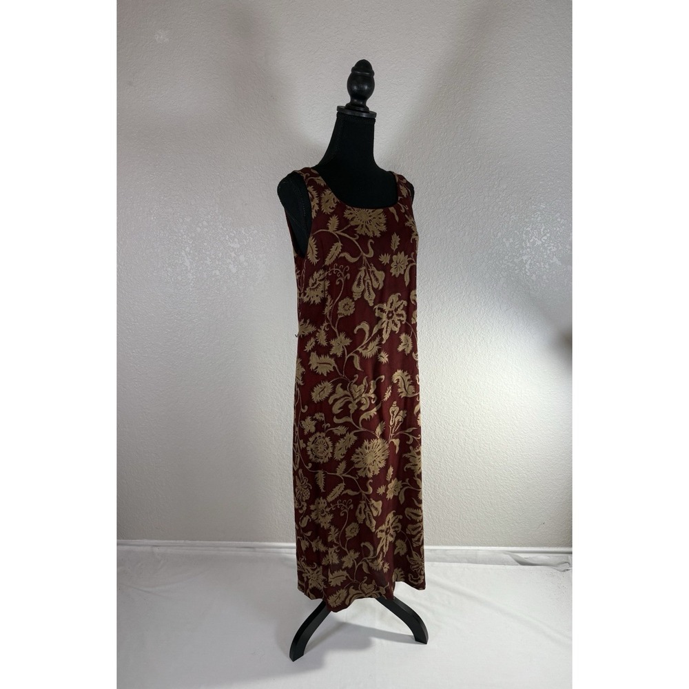 Jones New York 100% Silk Y2K Dress Burgundy Zipper Sleeveless Size‎ 14P Petite